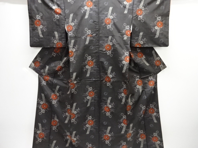 JAPANESE KIMONO / OSHIMA TSUMUGI / WOVEN FLOWER